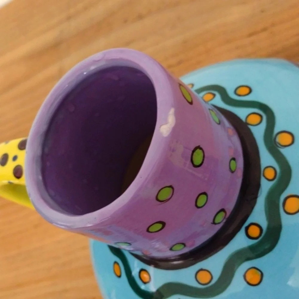 Hand Painted Large Ceramic Polka Dot Tea Pot